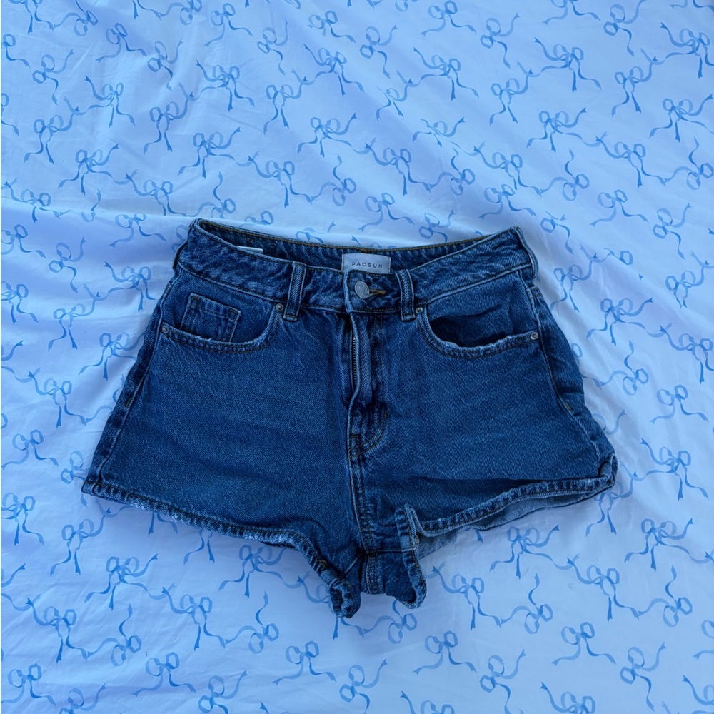pacsun dark wash denim mom shorts